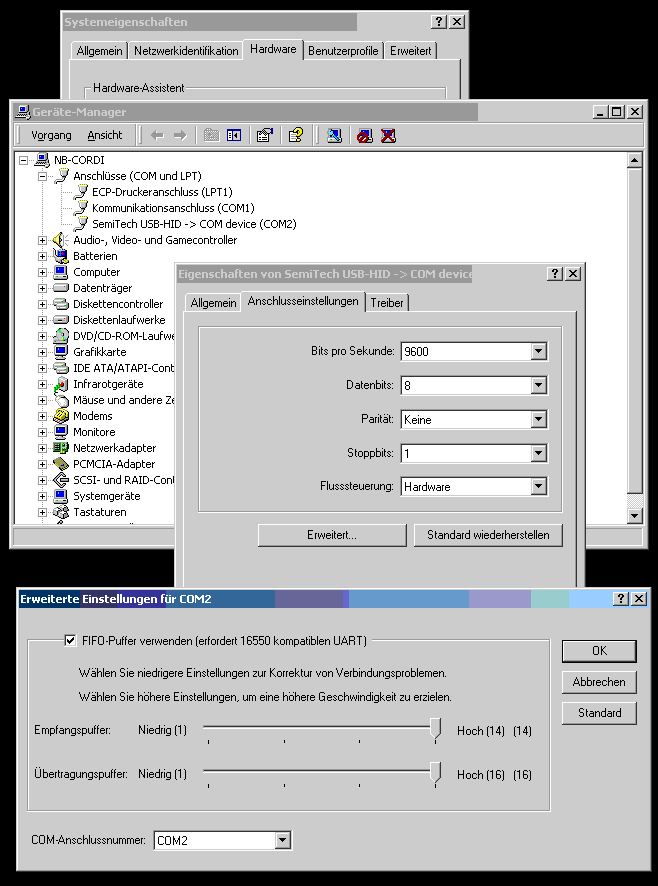 USB zu seriell Konfiguration