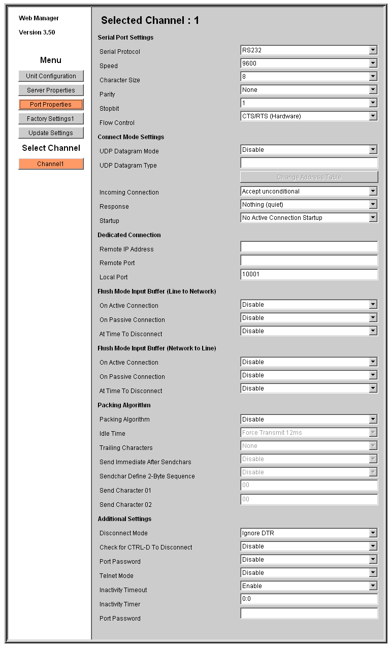 XPort Port Properties
