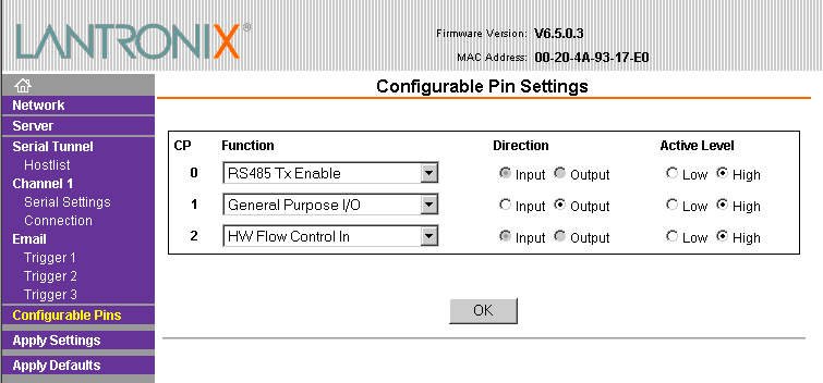 Einstellung neue Firmware
