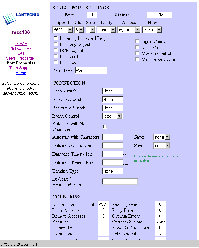 MSS100 - Port Properties